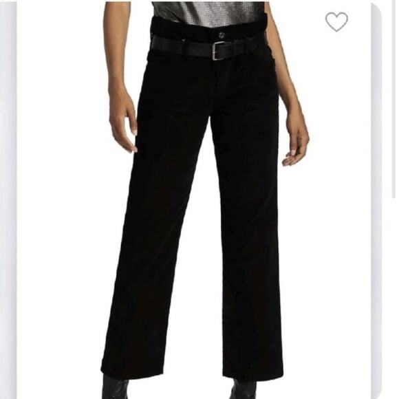 NWT RtA Black Corduroy Dexter Belted High Waist Boyfriend Pants size XXS - Picture 1 of 10
